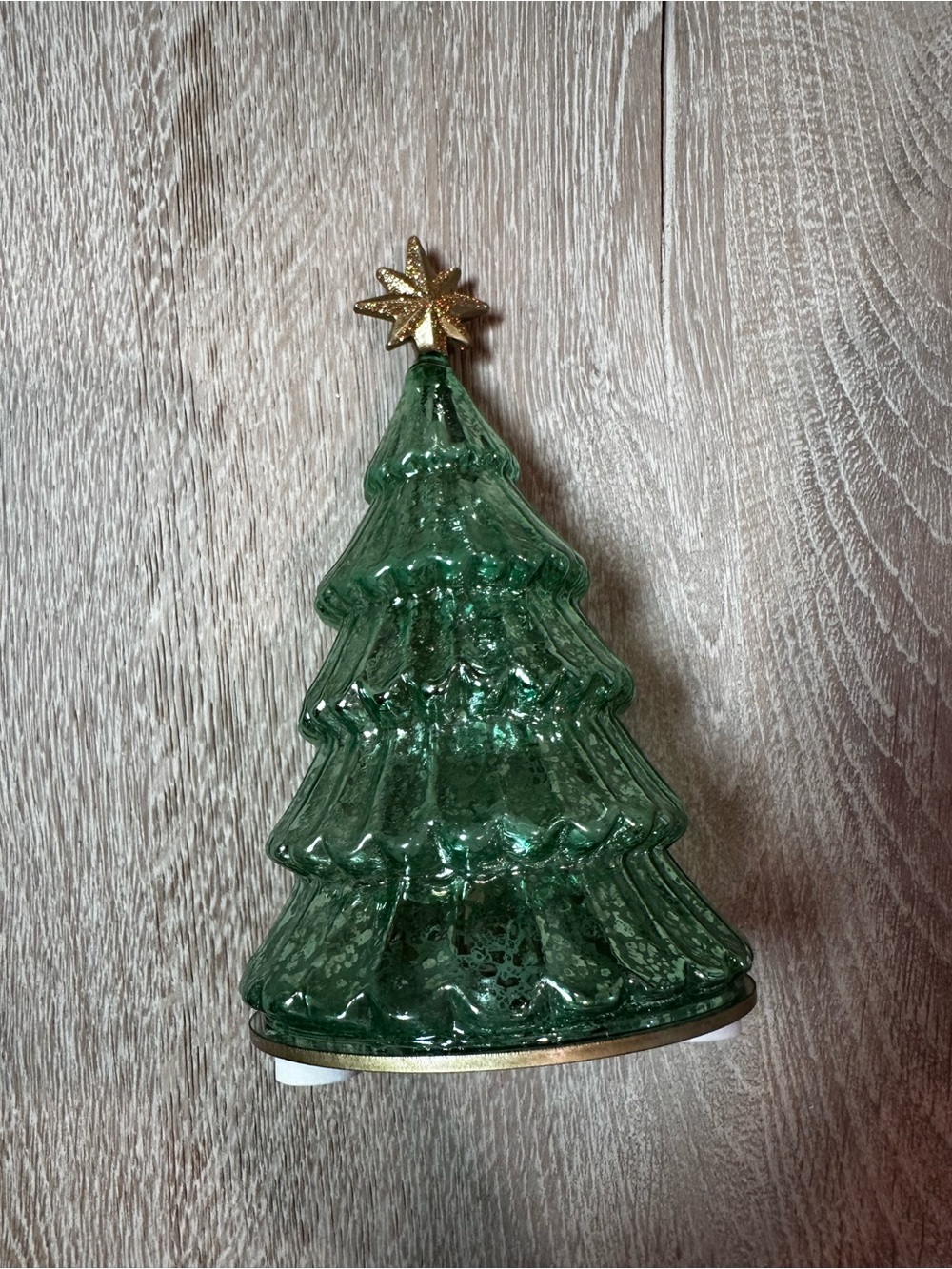 Lenox Green Glass Christmas Tree with Gold Star decor with light - Picture 10 of 10